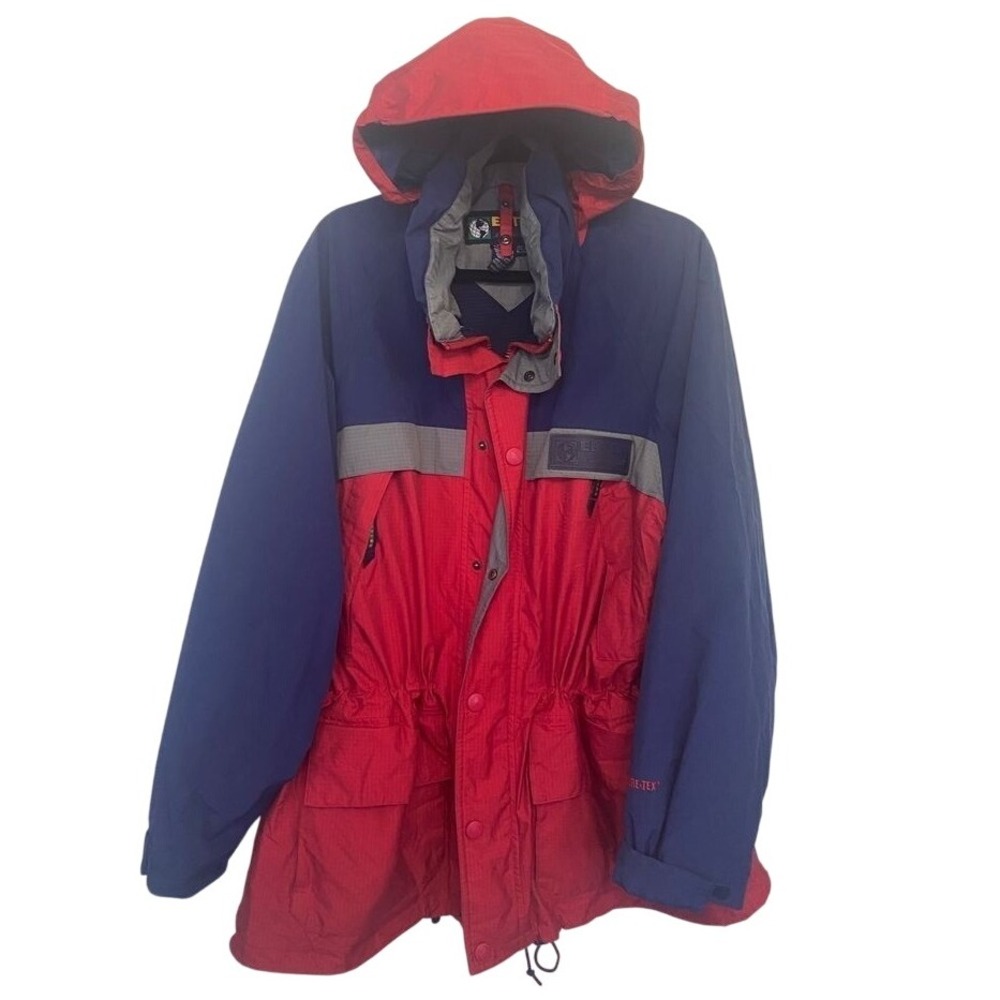 EBTEK Eddie Bauer Gore-Tex Vintage Parka Jacket Mens XL Red Blue Ripstop‎ Hooded